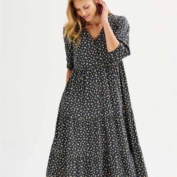 somoma Dresses & Skirts - NWT women’s Sonoma 3/4 sleeve button front dress SZ Small